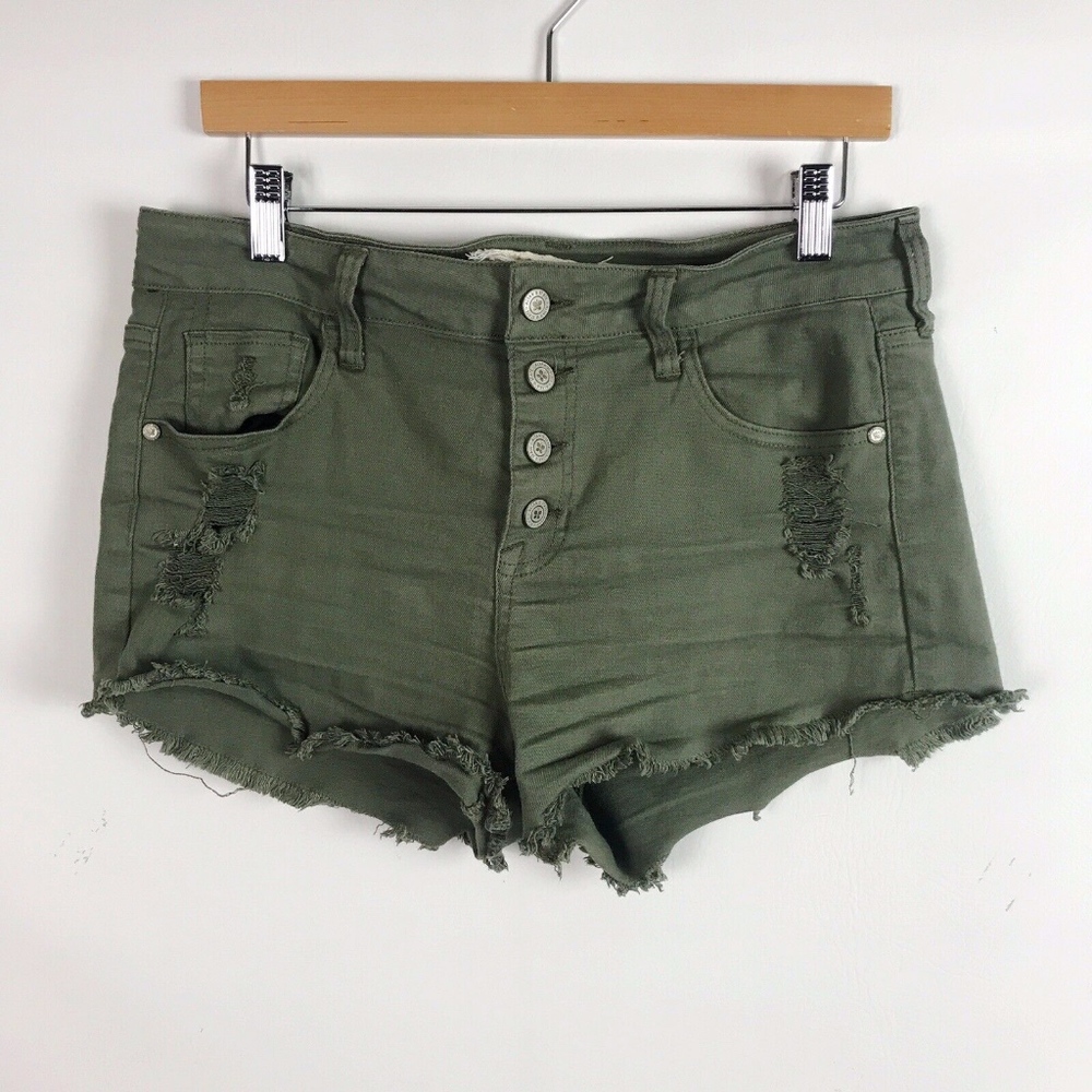 Altar'd State Green Button-Fly Jean Shorts 29